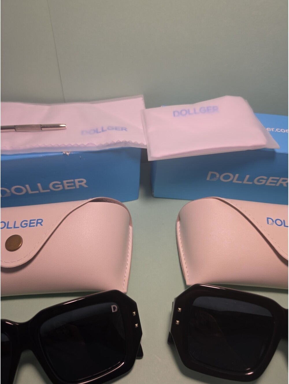 (2) New Pair's Retro Oversized Dollger Square Sunglasses Shades Black - Picture 4 of 8